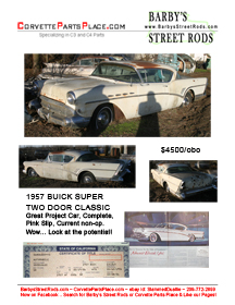 1957 BUICK SUPER, Two Door, Great Vintage Car Project... Complete!